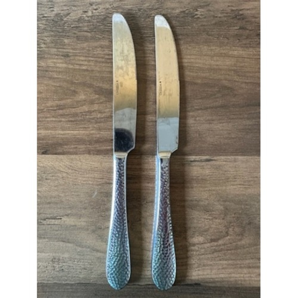 Oneida Tibet Hammered Flatware Dinner‎ Knives Textured Handle (Set of 2)